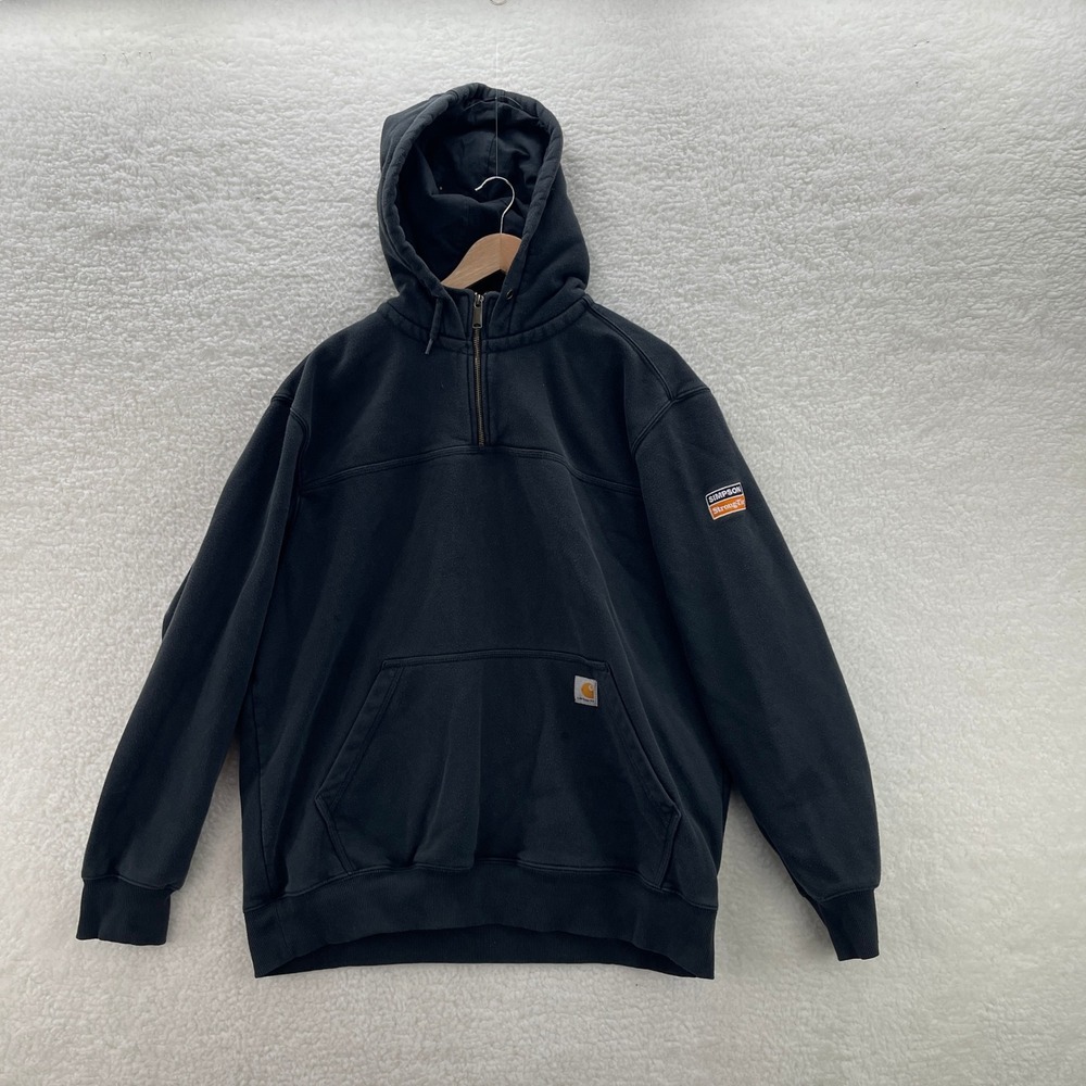 Carhartt Hoodie Mens XL Black Rain Defender Paxton 1/4 Zip Workwear Outdoor Y2K